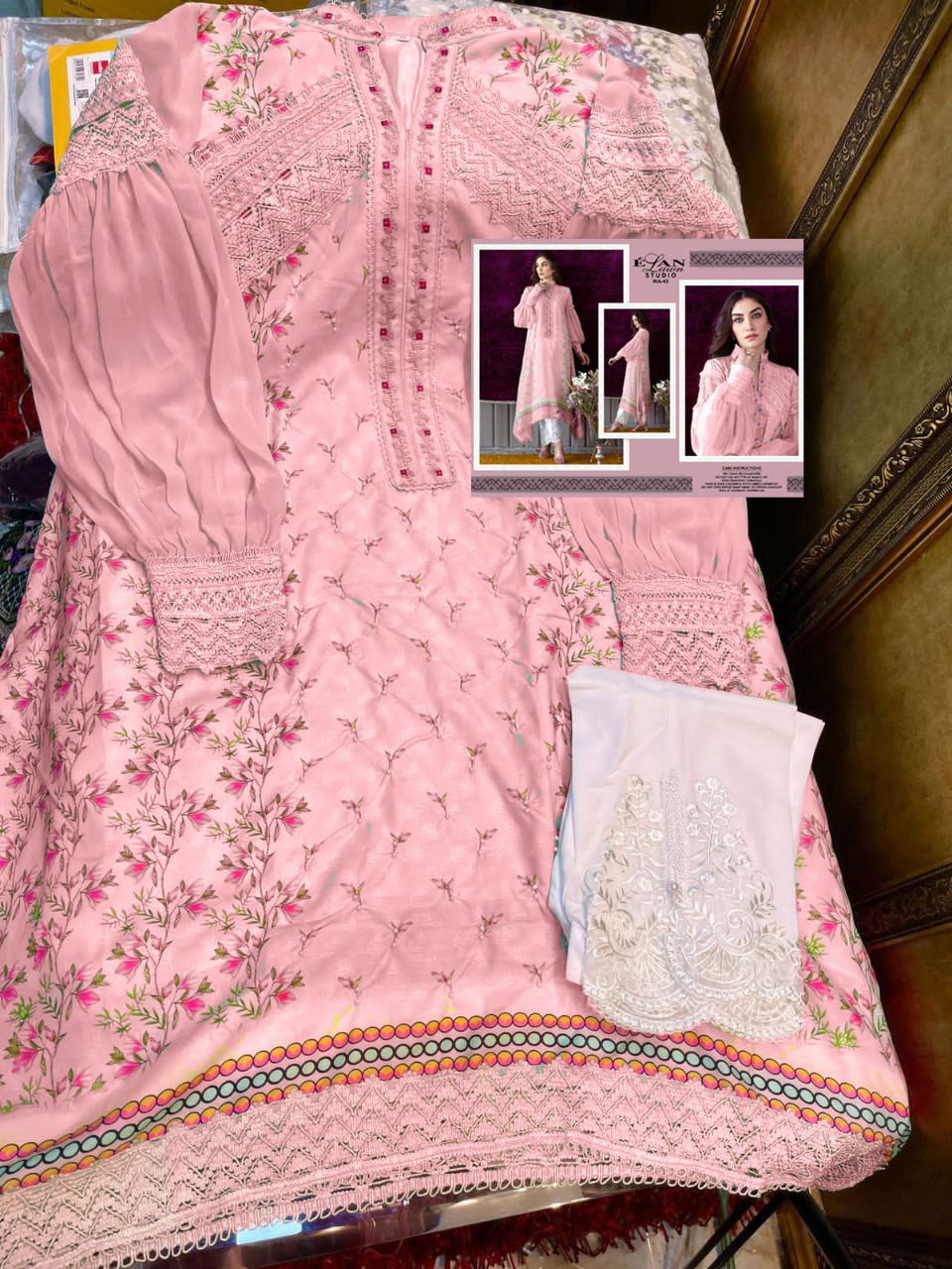 Elan Lawn Studio Ma 45 Designer Top With Bottom Collection